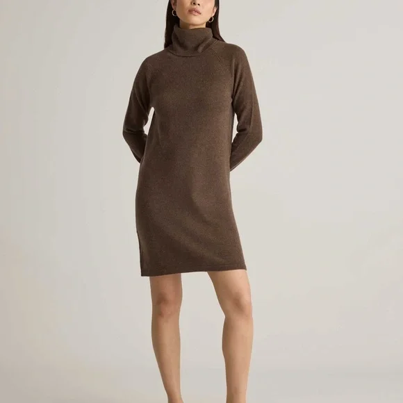 Mongolian Cashmere Turtleneck Sweater Dress - Picture 1 of 4